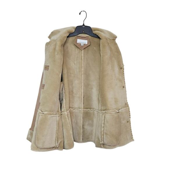 Jones New York Women Coat Faux Suede Faux Fur Lined Button Front Large 70s Style - Picture 4 of 10